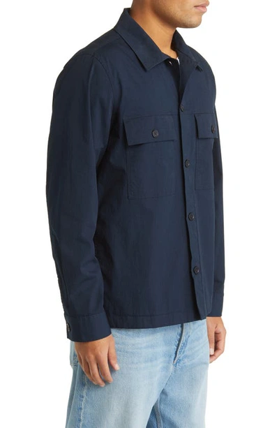 Shop Nn07 Wilas 1449 Stretch Organic Cotton Ripstop Button-up Shirt Jacket In Navy Blue
