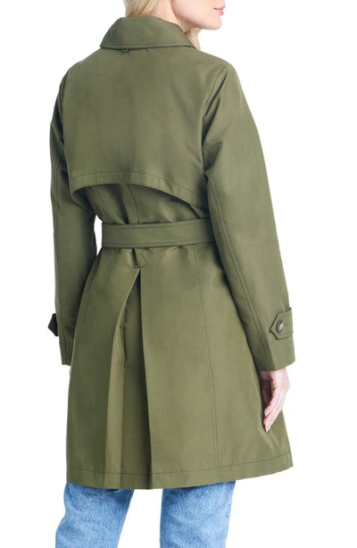 Shop Sanctuary Single Breasted Hooded Water Resistant Trench Coat In Olive
