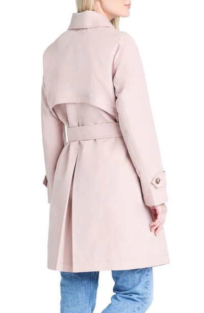 Shop Sanctuary Single Breasted Hooded Water Resistant Trench Coat In Misty Pink