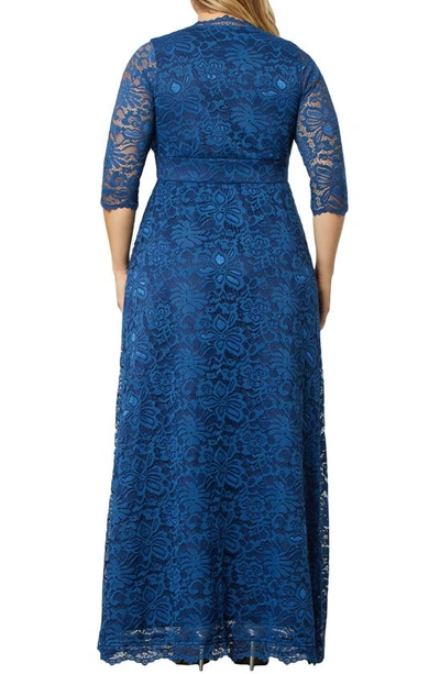 Shop Kiyonna Maria Lace Evening Gown In Nocturnal Navy