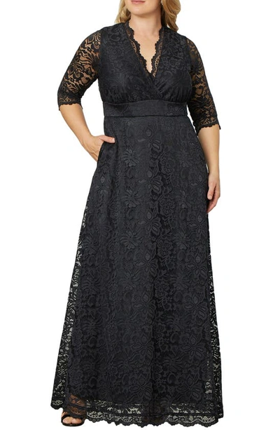 Shop Kiyonna Maria Lace Evening Gown In Onyx