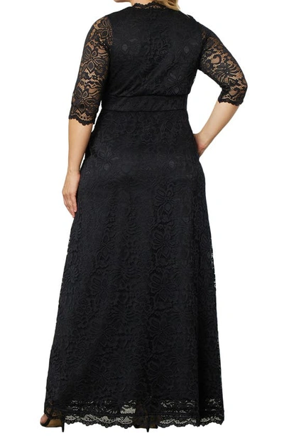 Shop Kiyonna Maria Lace Evening Gown In Onyx