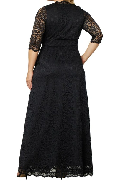 Kiyonna Maria Lace Evening Gown In Onyx