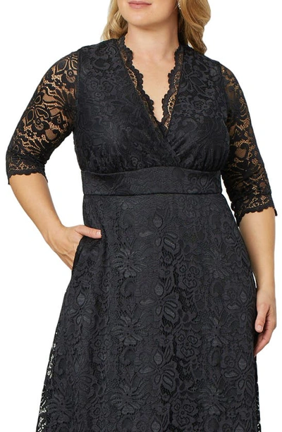 Kiyonna Maria Lace Evening Gown In Onyx