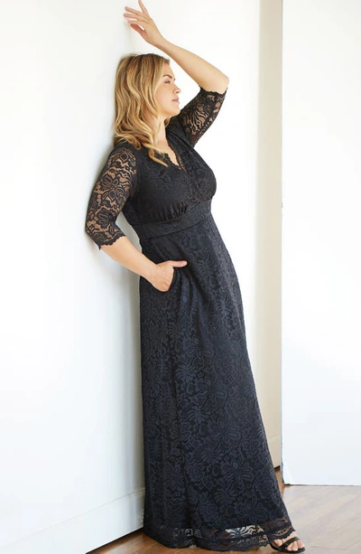 Kiyonna Maria Lace Evening Gown In Onyx