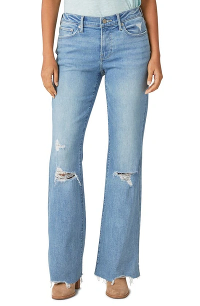 Shop Lucky Brand Sweet Distressed Raw Hem Flare Jeans In Capsize Dest