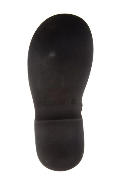 Shop Ganni Smocked Slingback Platform Sandal In Black