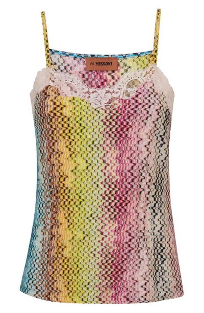 Shop Missoni Meander Stripe Knit Tank Top In Resort Soft Multicolor