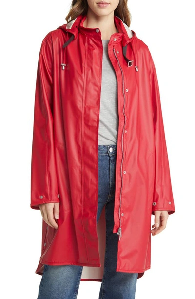 Shop Ilse Jacobsen Hooded Raincoat In Deep Red