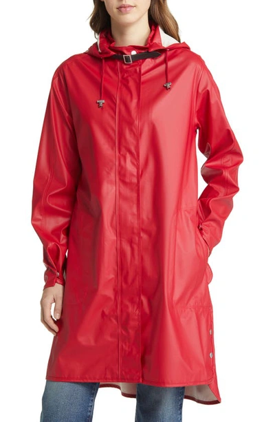 Shop Ilse Jacobsen Hooded Raincoat In Deep Red