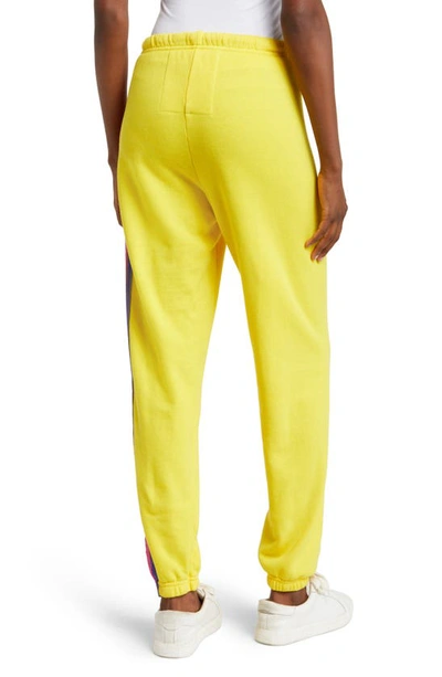 Shop Aviator Nation Stripe Sweatpants In Lemon/ Yellow Purple