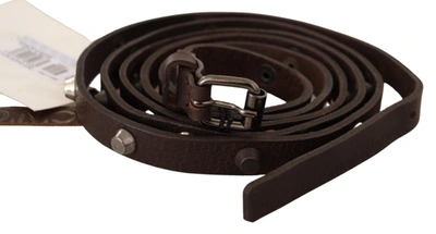 Shop Costume National Chic Brown Leather Fashion Belt With Silver Women's Buckle
