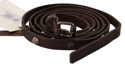 Costume National Brown Leather Silver Tone Buckle Belt In Brown