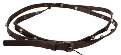 Shop Costume National Chic Brown Leather Fashion Belt With Silver Women's Buckle