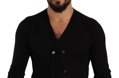 Shop Dolce & Gabbana Elegant V-neck Black Cashmere Men's Cardigan