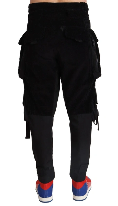 Shop Dolce & Gabbana Black Cotton Skinny Corduroy Cargo Men's Pants