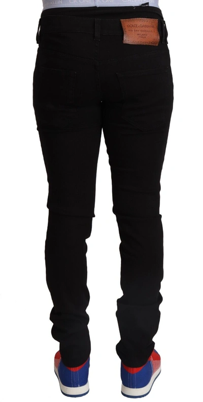 Shop Dolce & Gabbana Black Cotton Skinny Men Denim Slim Fit Men's Jeans