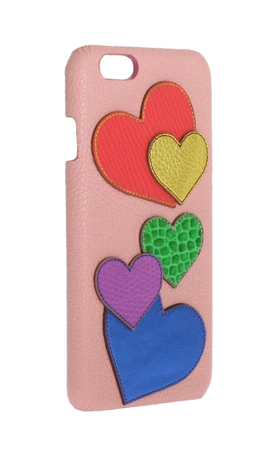 Shop Dolce & Gabbana Pink Leather Heart Phone Women's Cover