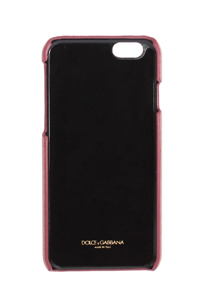 Shop Dolce & Gabbana Pink Leather Heart Crystal Phone Women's Case