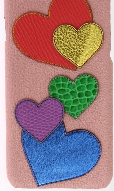 Shop Dolce & Gabbana Pink Leather Heart Phone Women's Cover