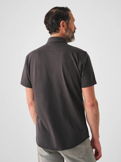 Shop Faherty Short-sleeve Sunwashed Knit Shirt (single Pocket) In Washed Black