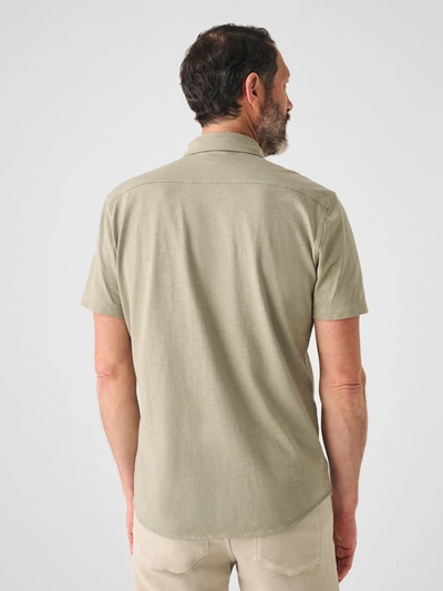 Shop Faherty Short-sleeve Sunwashed Knit Shirt (single Pocket) In Coastal Sage