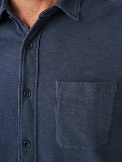 Shop Faherty Short-sleeve Sunwashed Knit Shirt (single Pocket) In Dune Navy
