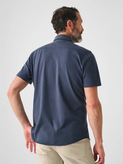 Shop Faherty Short-sleeve Sunwashed Knit Shirt (single Pocket) In Dune Navy