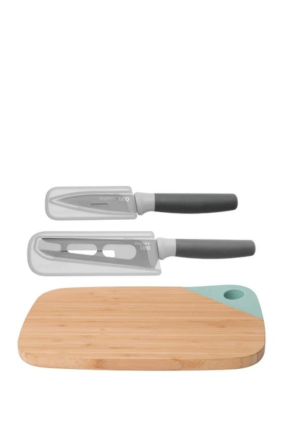 Berghoff Leo 3-piece Cutting Board And Knife Set In Green, Grey