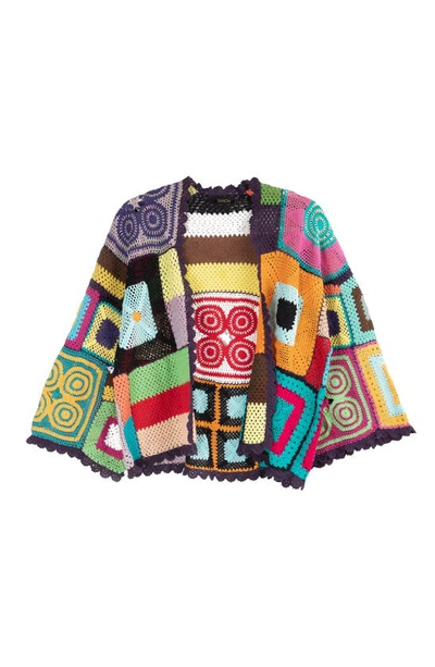 Saachi Crochet Cotton Jacket In White Multi