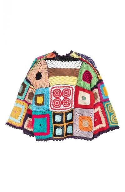 Saachi Crochet Cotton Jacket In White Multi
