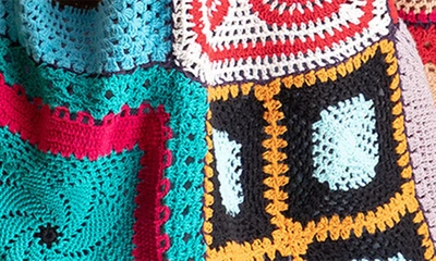 Saachi Crochet Cotton Jacket In White Multi