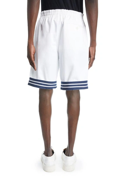 Shop Kenzo Sailor Logo Appliqué Cotton Shorts In White