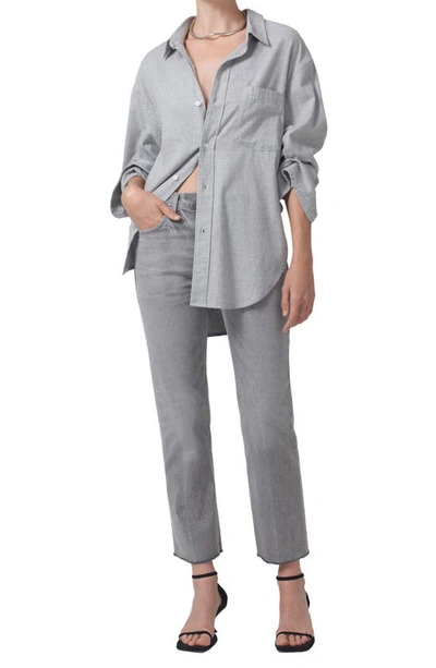Shop Citizens Of Humanity Kayla Oversize Button-up Shirt In Whisper Grey