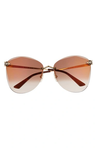 Cartier 63mm Gradient Oversize Geometric Sunglasses In Gold
