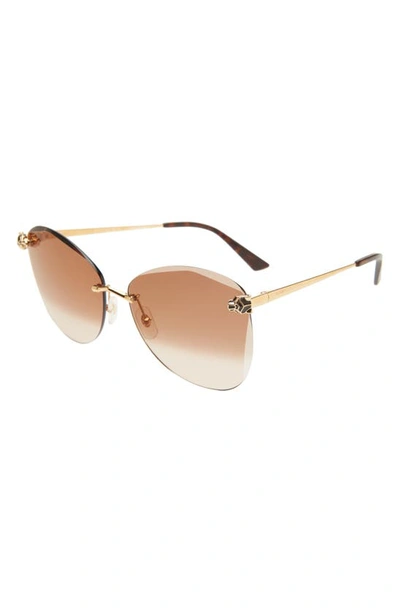 Cartier 63mm Gradient Oversize Geometric Sunglasses In Gold