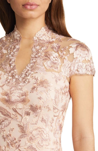 Shop Tadashi Shoji Cap Sleeve Lace Sheath Dress In Peach Blossom