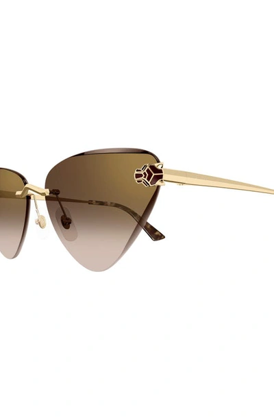 Shop Cartier 62mm Gradient Oversize Cat Eye Sunglasses In Gold 2