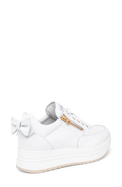 Nerogiardini Bow Platform Leather Sneakers In White