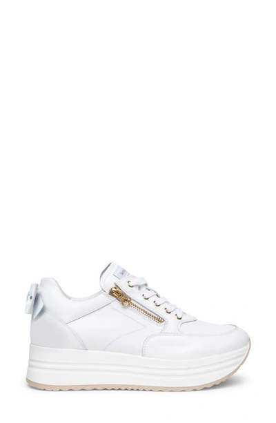 Nerogiardini Bow Platform Leather Sneakers In White