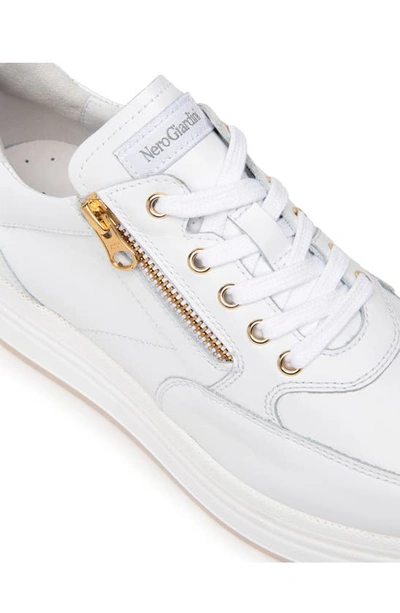 Nerogiardini Bow Platform Leather Sneakers In White