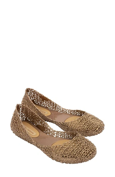 Shop Melissa Campana Papel Flat In Metal Gold