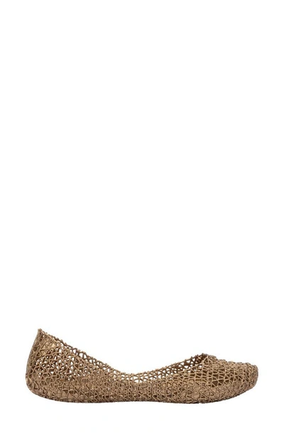 Shop Melissa Campana Papel Flat In Metal Gold