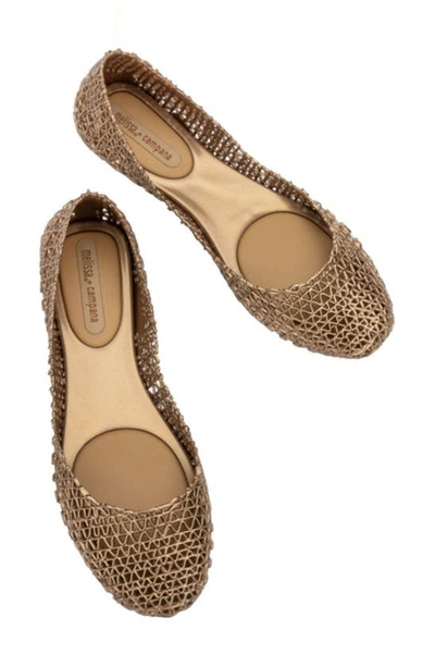 Shop Melissa Campana Papel Flat In Metal Gold