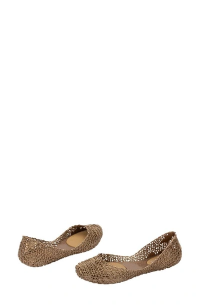 Shop Melissa Campana Papel Flat In Metal Gold