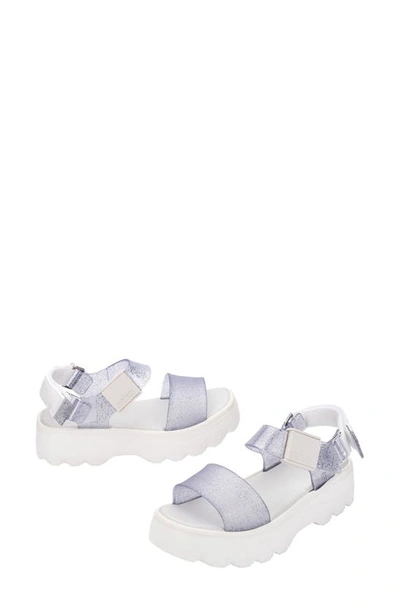 Shop Melissa Kick Off Platform Sandal In White/ Glitter