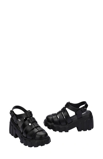 Melissa Megan Block-heel Platform Fisherman Sandals Women In Black