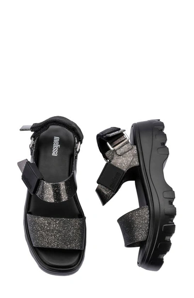 Shop Melissa Kick Off Platform Sandal In Black Glitter