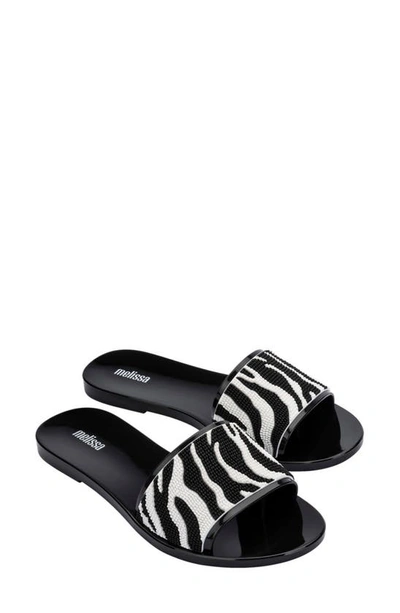 Shop Melissa Slide Sandal In Black/ White