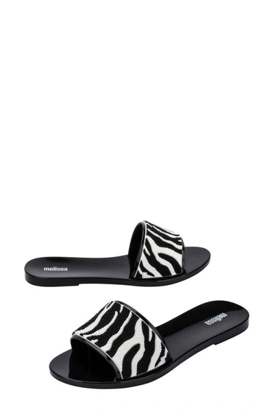 Shop Melissa Slide Sandal In Black/ White